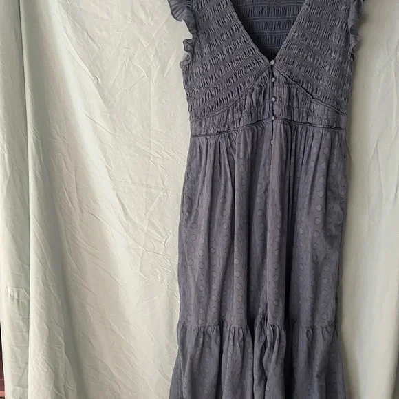 ANTHROPOLOGIE Peregrine Cotton Midi dress Blue Gray L 12 14 - Picture 5 of 15